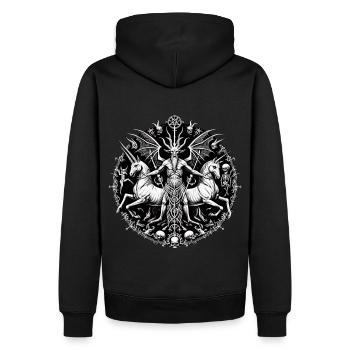 Lucifer with Horses - Men’s Premium Organic Hoodie - black - Back - Nico (187cm)