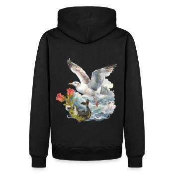 Mouette Seagulls Poisson Poisson Marin Salutation d’anniversaire - Sweat à capuche Premium bio Homme - noir - Dos - Nico (187cm)