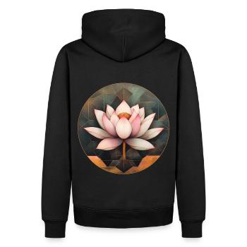 Lotusblüte - Männer Premium Bio Hoodie - Schwarz - Hinten - Nico (187cm)