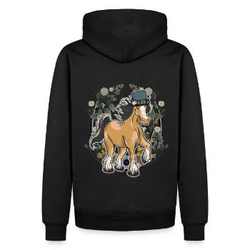 Gebirge Pferd Pferde Alpen Tirol Tiroler Hufeisen - Männer Premium Bio Hoodie - Schwarz - Hinten - Nico (187cm)