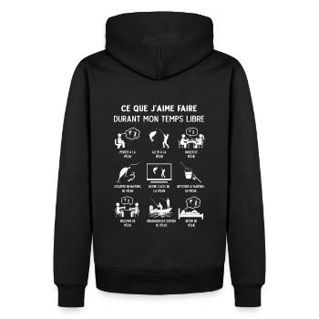 Pêcheur Pêche Humour Mon Temps Libre - Sweat à capuche Premium bio Homme - noir - Dos - Nico (187cm)