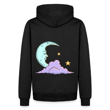 Lune Pastelle - Sweat à capuche Premium bio Homme - noir - Dos - Nico (187cm)