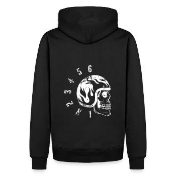 Old-School Fahrradschädel - Männer Premium Bio Hoodie - Schwarz - Hinten - Nico (187cm)