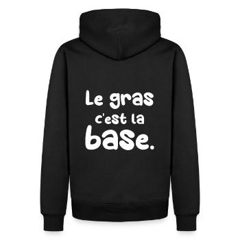 Le gras c'est la base. - Sweat à capuche Premium bio Homme - noir - Dos - Nico (187cm)