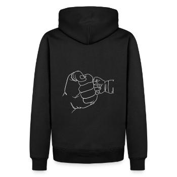 Main dans la main amour famille enfant - Sweat à capuche Premium bio Homme - noir - Dos - Nico (187cm)