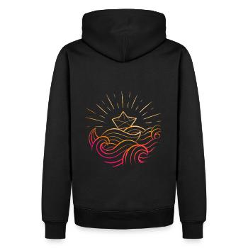 Origami-Papierboot - Männer Premium Bio Hoodie - Schwarz - Hinten - Nico (187cm)