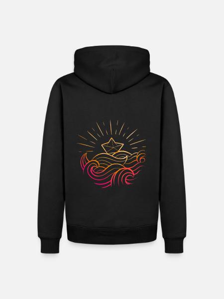 Origami-Papierboot - Männer Premium Bio Hoodie - Schwarz