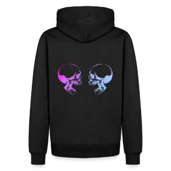 Double tête de mort art - Sweat à capuche Premium bio Homme - noir - Dos - Nico (187cm)
