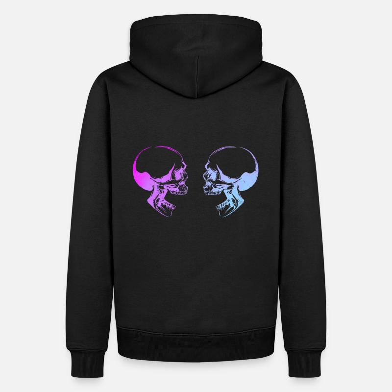 Doppelte Schädelkunst - Männer Premium Bio Hoodie - Schwarz
