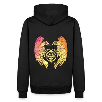 Hugin et Munin corbeau Vikings coloré - Sweat à capuche Premium bio Homme - noir - Dos - Nico (187cm)