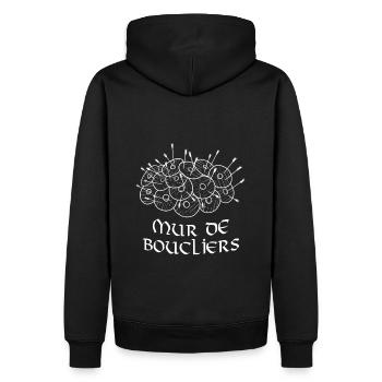 Mur de boucliers ! - Sweat à capuche Premium bio Homme - noir - Dos - Nico (187cm)