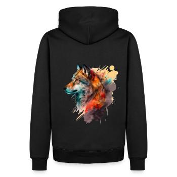 Wolf - Männer Premium Bio Hoodie - Schwarz - Hinten - Nico (187cm)