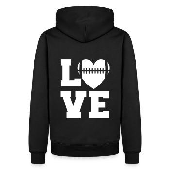 Football Love Heart Saying Text Love Gift - Sweat à capuche Premium bio Homme - noir - Dos - Nico (187cm)