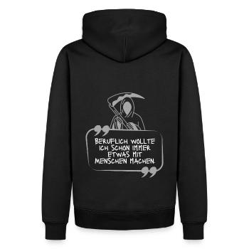 Der Tod witzig schwarzer Humor Menschen Schrift - Männer Premium Bio Hoodie - Schwarz - Hinten - Nico (187cm)