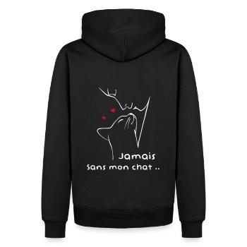 Jamais sans mon chat .. - Sweat à capuche Premium bio Homme - noir - Dos - Nico (187cm)