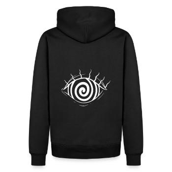 Weißes Designauge - Männer Premium Bio Hoodie - Schwarz - Hinten - Nico (187cm)