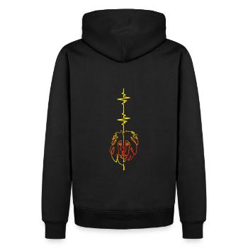 Herzschlag vertikaler Löwe - Männer Premium Bio Hoodie - Schwarz - Hinten - Nico (187cm)