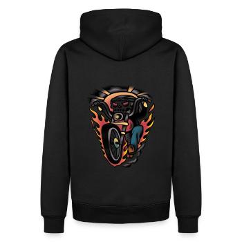 Biker-Tattoo-Kunst der alten Schule - Männer Premium Bio Hoodie - Schwarz - Hinten - Nico (187cm)