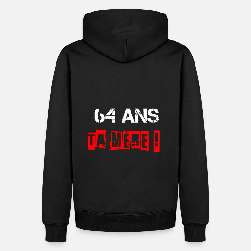 64 ans retraite - Sweat à capuche Premium bio Homme - noir