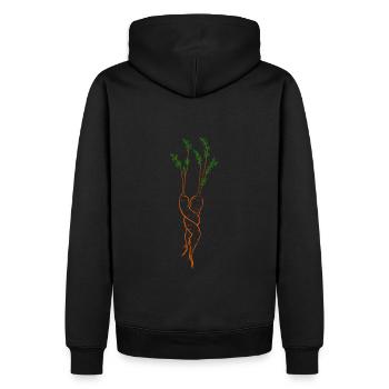 Cuddles HUGS carrots line art - Men’s Premium Organic Hoodie - black - Back - Nico (187cm)
