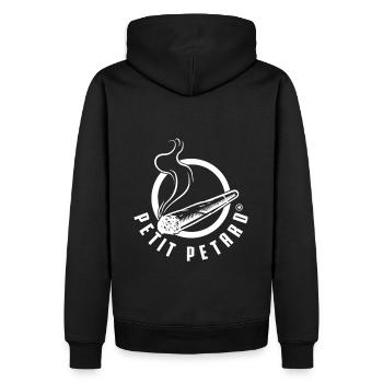 Petit petard - logo amusant parodie - Sweat à capuche Premium bio Homme - noir - Dos - Nico (187cm)
