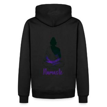 Buddha-Yoga-Zen-Kunst - Männer Premium Bio Hoodie - Schwarz - Hinten - Nico (187cm)
