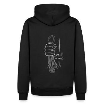 Leidenschaft Klettern Just Climb - Männer Premium Bio Hoodie - Schwarz - Hinten - Nico (187cm)