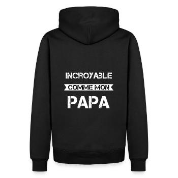 Incroyable comme mon papa - Sweat à capuche Premium bio Homme - noir - Dos - Nico (187cm)