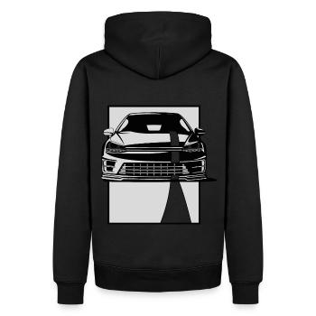 Auto Schwarze transparente Linie - Männer Premium Bio Hoodie - Schwarz - Hinten - Nico (187cm)