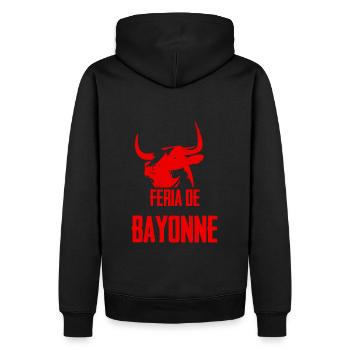 Feria de Bayonne - Männer Premium Bio Hoodie - Schwarz - Hinten - Nico (187cm)
