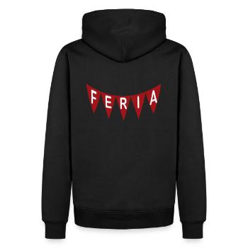 FERIA Rotes Banner - Männer Premium Bio Hoodie - Schwarz - Hinten - Nico (187cm)