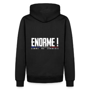 Riesig! wie mein humorvolles made in Fr. - Männer Premium Bio Hoodie - Schwarz - Hinten - Nico (187cm)
