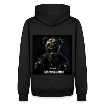 Before Morning Coffee - Zombie - Männer Premium Bio Hoodie - Schwarz - Hinten - Nico (187cm)