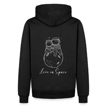 Love in space lien art - Sweat à capuche Premium bio Homme - noir - Dos - Nico (187cm)