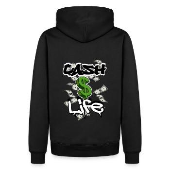 Cash$Life - Sweat à capuche Premium bio Homme - noir - Dos - Nico (187cm)