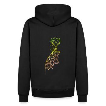 Mandala floral line art - Sweat à capuche Premium bio Homme - noir - Dos - Nico (187cm)