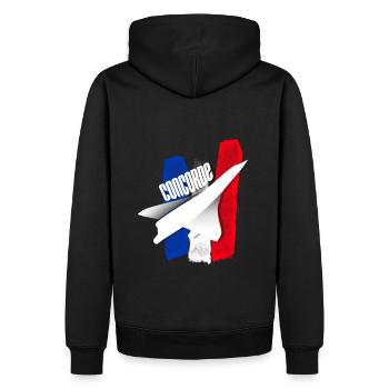 Concorde-Verkehrsflugzeug aus FRA. - Männer Premium Bio Hoodie - Schwarz - Hinten - Nico (187cm)