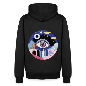 Psychedelisches Auge - Männer Premium Bio Hoodie - Schwarz - Hinten - Nico (187cm)