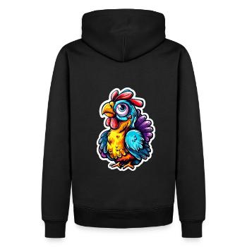 Buntes Huhn - Männer Premium Bio Hoodie - Schwarz - Hinten - Nico (187cm)