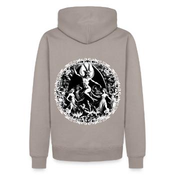 Lucifer Rising - Men’s Premium Organic Hoodie - taupe - Back - Nico (187cm)
