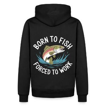 Né pour pêcher - forcé de travailler - Sweat à capuche Premium bio Homme - noir - Dos - Nico (187cm)