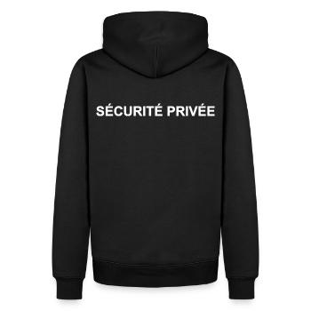Private Sicherheit und personalisierte Bewachung - Männer Premium Bio Hoodie - Schwarz - Hinten - Nico (187cm)