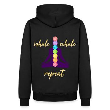 Meditation Chakra Yoga Namaste Om Yoga Sprüche - Männer Premium Bio Hoodie - Schwarz - Hinten - Nico (187cm)