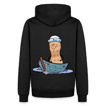 maritim Erdnuss Kapitän Matrose Ahoi Nuss Boot - Männer Premium Bio Hoodie - Schwarz - Hinten - Nico (187cm)