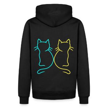 Cat cats Ukraine pets animal protection - Men’s Premium Organic Hoodie - black - Back - Nico (187cm)