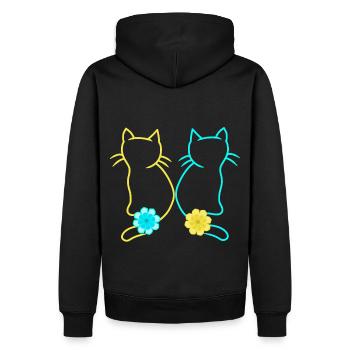 Cat Spring Flower Cats Retro Vintage 80s - Men’s Premium Organic Hoodie - black - Back - Nico (187cm)
