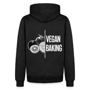 vegan backen gesunde ernährung vegane küche herz - Männer Premium Bio Hoodie - Schwarz - Hinten - Nico (187cm)
