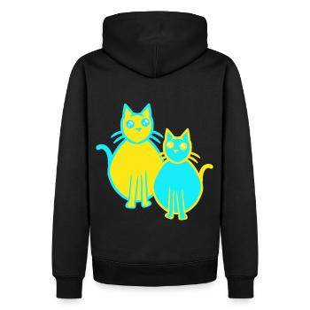 80er 90er Retroe Vintage Katzen Kätzchen - Männer Premium Bio Hoodie - Schwarz - Hinten - Nico (187cm)