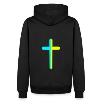 Croix Crucifix Croix Croix Ukraine - Sweat à capuche Premium bio Homme - noir - Dos - Nico (187cm)