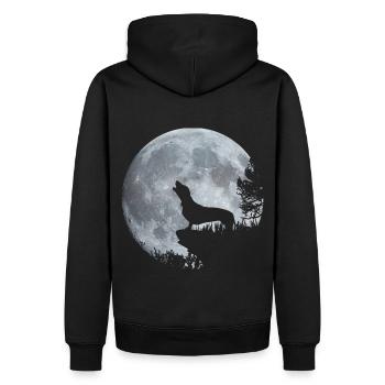 Dackel Mond - Männer Premium Bio Hoodie - Schwarz - Hinten - Nico (187cm)